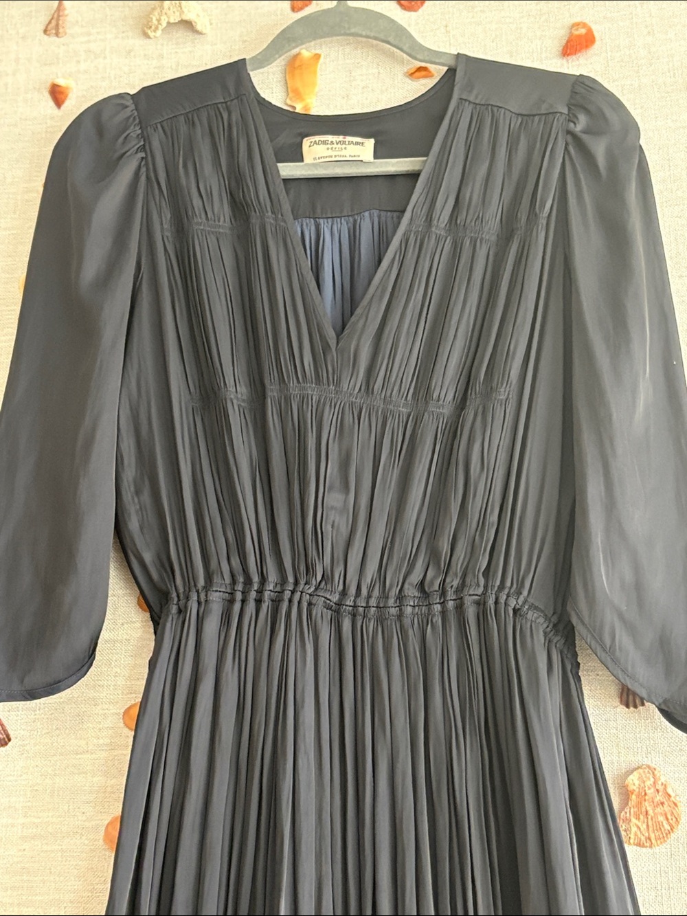 ZADIG & VOLTAIRE Ryoko Satin Midi Dress In Encre - Picture 3 of 9